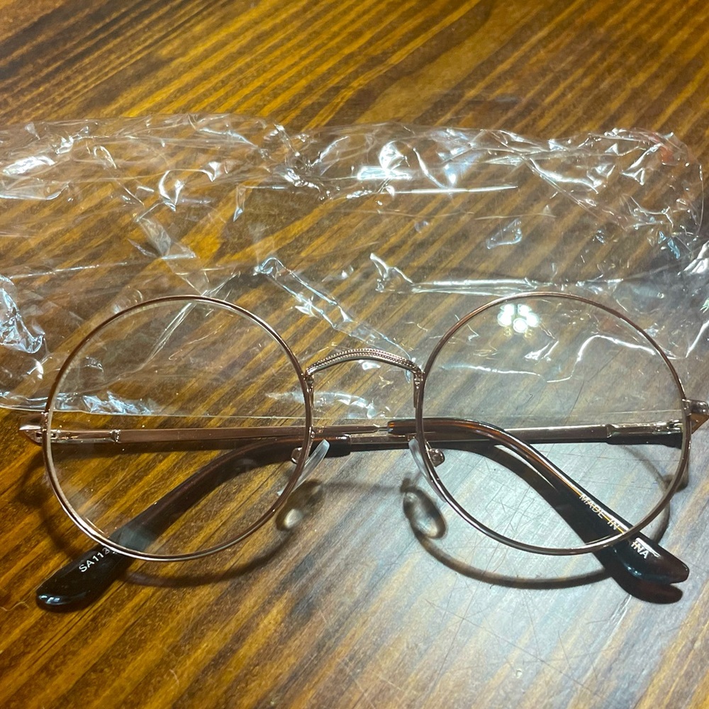 New Rose Gold Round Frame Prop Glasses